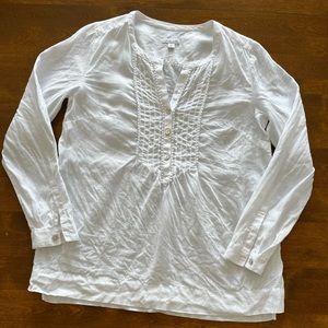J Jill Love Linen White Tunic Pop Over Top XS